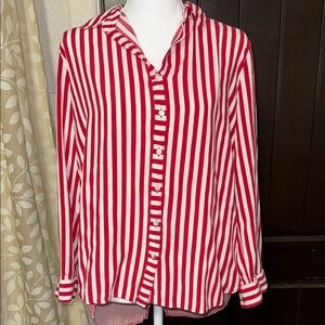 Jane and Delancey Red and White Striped Shirt